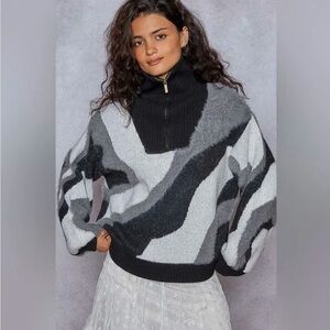 POL Black and Gray Cowl Neck Sweater NWOT